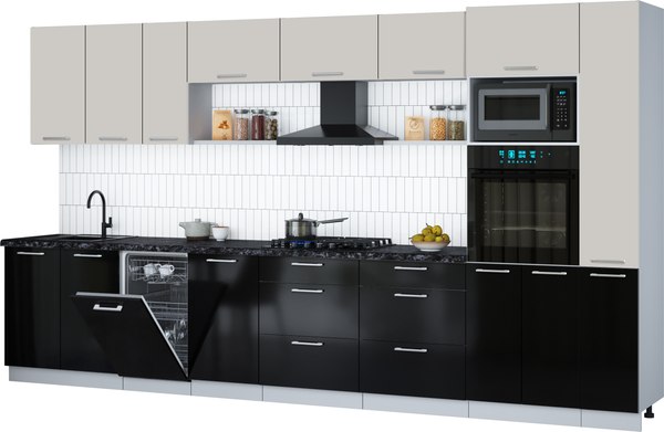 Кухонный гарнитур Интерлиния Мила Gloss 3.8-ПМ3 - фото