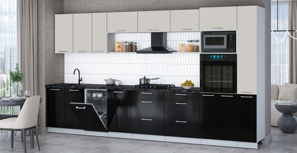 Кухонный гарнитур Интерлиния Мила Gloss 3.8-ПМ3