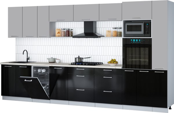 Кухонный гарнитур Интерлиния Мила Gloss 3.8-ПМ3 - фото