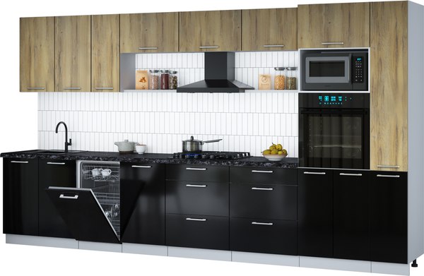 Кухонный гарнитур Интерлиния Мила Gloss 3.8-ПМ3 - фото