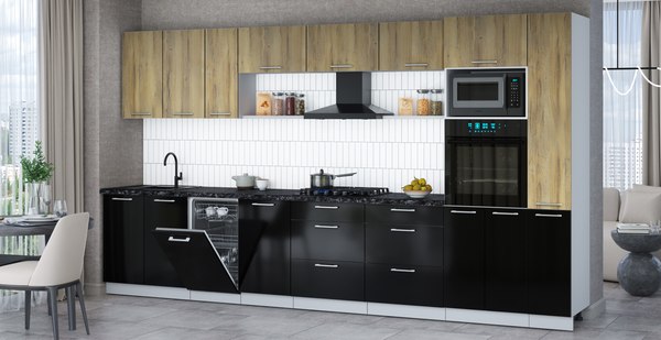 Кухонный гарнитур Интерлиния Мила Gloss 3.8-ПМ3