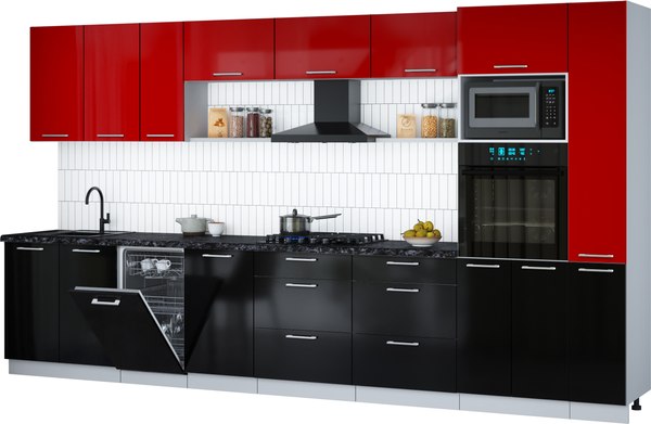 Кухонный гарнитур Интерлиния Мила Gloss 3.8-ПМ3 - фото