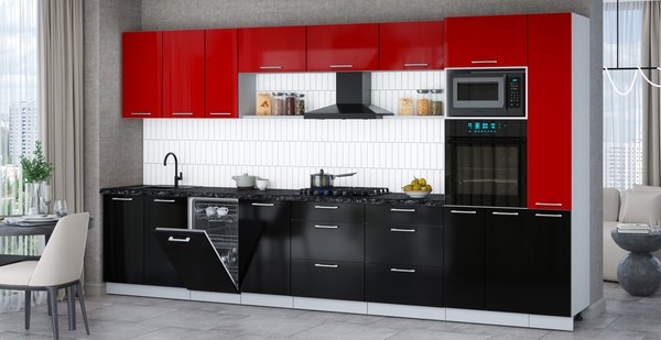 Кухонный гарнитур Интерлиния Мила Gloss 3.8-ПМ3