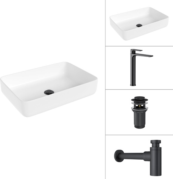 Умывальник со смесителем Lauter 21487-50 + Reef 21CK8678BS + сифон 21635B + дон.клапан 21190B - фото