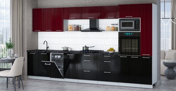 Кухонный гарнитур Интерлиния Мила Gloss 3.8-ПМ3