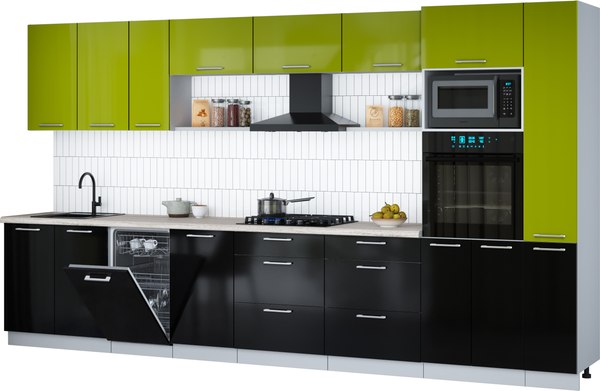 Кухонный гарнитур Интерлиния Мила Gloss 3.8-ПМ3 - фото