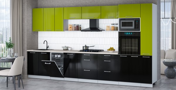 Кухонный гарнитур Интерлиния Мила Gloss 3.8-ПМ3