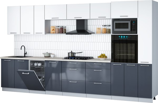 Кухонный гарнитур Интерлиния Мила Gloss 3.8-ПМ3 - фото