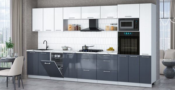 Кухонный гарнитур Интерлиния Мила Gloss 3.8-ПМ3