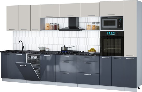 Кухонный гарнитур Интерлиния Мила Gloss 3.8-ПМ3 - фото