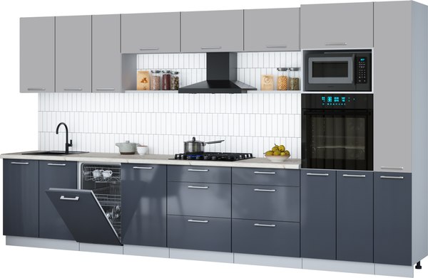 Кухонный гарнитур Интерлиния Мила Gloss 3.8-ПМ3 - фото
