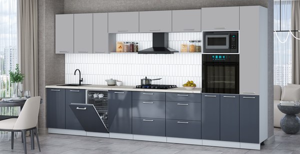 Кухонный гарнитур Интерлиния Мила Gloss 3.8-ПМ3