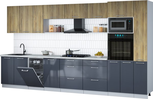 Кухонный гарнитур Интерлиния Мила Gloss 3.8-ПМ3 - фото