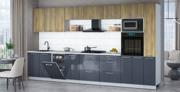 Кухонный гарнитур Интерлиния Мила Gloss 3.8-ПМ3