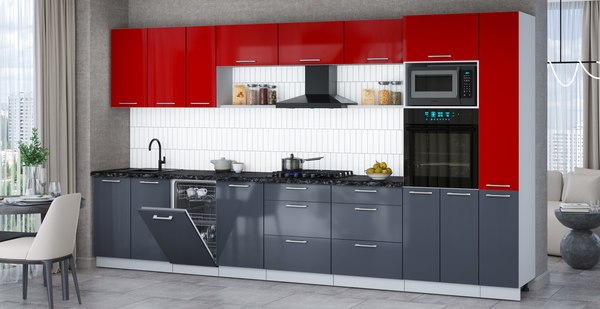 Кухонный гарнитур Интерлиния Мила Gloss 3.8-ПМ3