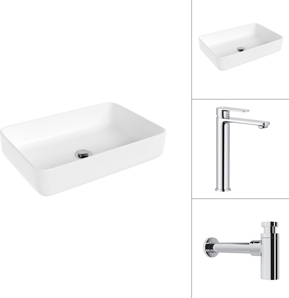 Умывальник со смесителем Lauter 21487-50 + Moon 21СK81691C с сифоном 21635CH - фото