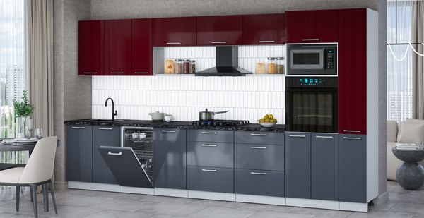 Кухонный гарнитур Интерлиния Мила Gloss 3.8-ПМ3