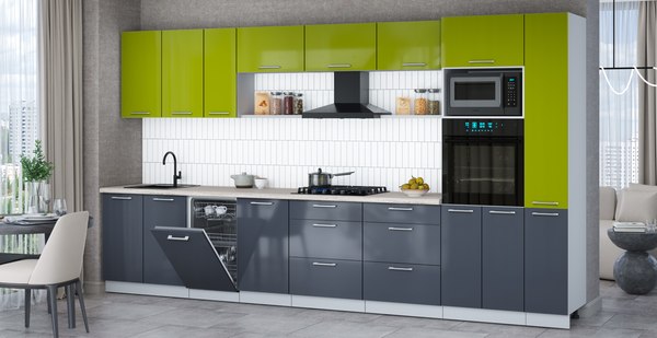 Кухонный гарнитур Интерлиния Мила Gloss 3.8-ПМ3