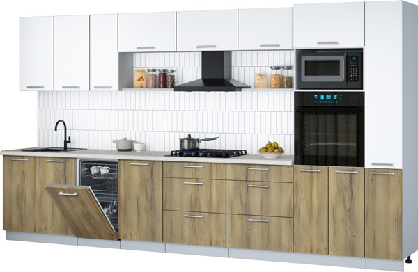 Кухонный гарнитур Интерлиния Мила Gloss 3.8-ПМ3 - фото
