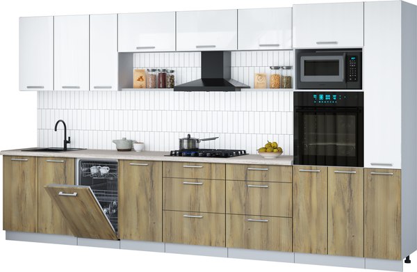 Кухонный гарнитур Интерлиния Мила Gloss 3.8-ПМ3 - фото