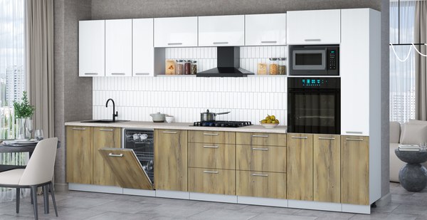 Кухонный гарнитур Интерлиния Мила Gloss 3.8-ПМ3