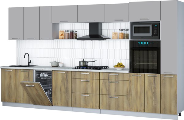 Кухонный гарнитур Интерлиния Мила Gloss 3.8-ПМ3 - фото