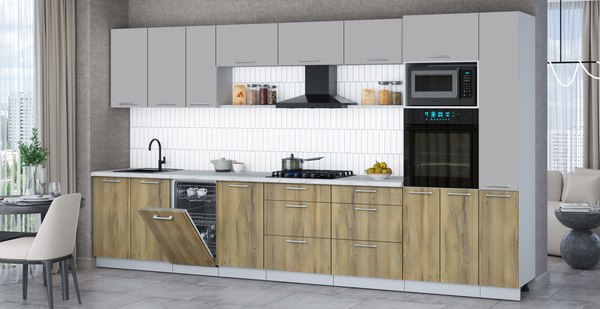 Кухонный гарнитур Интерлиния Мила Gloss 3.8-ПМ3