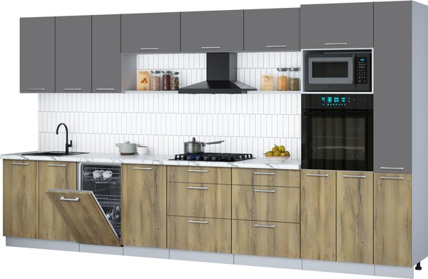 Кухонный гарнитур Интерлиния Мила Gloss 3.8-ПМ3 - фото