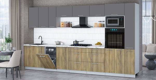 Кухонный гарнитур Интерлиния Мила Gloss 3.8-ПМ3