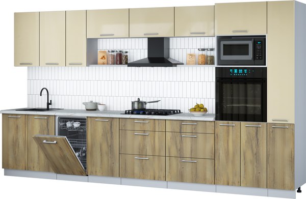 Кухонный гарнитур Интерлиния Мила Gloss 3.8-ПМ3 - фото