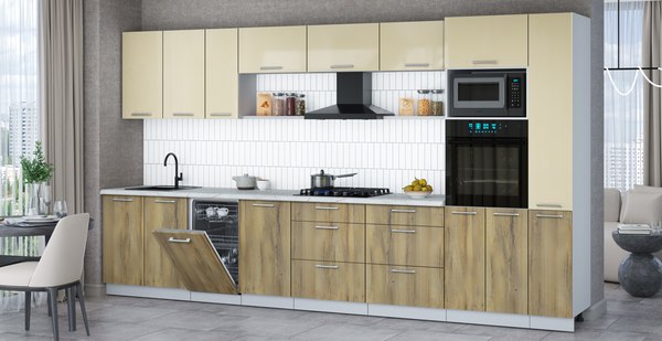 Кухонный гарнитур Интерлиния Мила Gloss 3.8-ПМ3