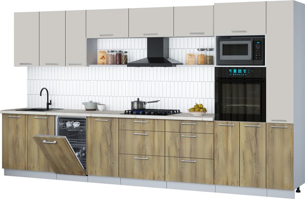 Кухонный гарнитур Интерлиния Мила Gloss 3.8-ПМ3 - фото