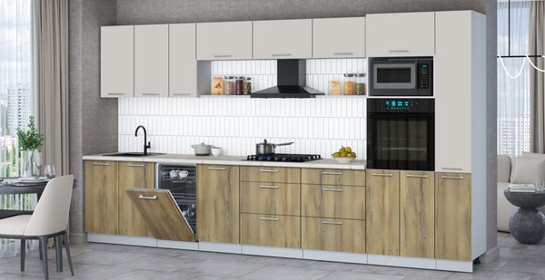 Кухонный гарнитур Интерлиния Мила Gloss 3.8-ПМ3