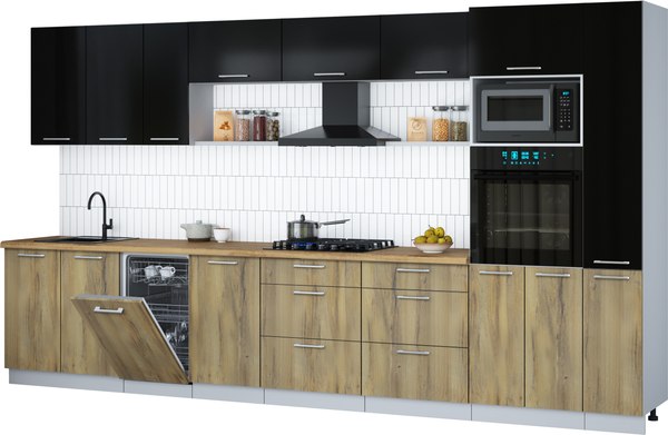 Кухонный гарнитур Интерлиния Мила Gloss 3.8-ПМ3 - фото