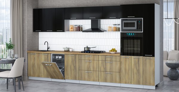 Кухонный гарнитур Интерлиния Мила Gloss 3.8-ПМ3