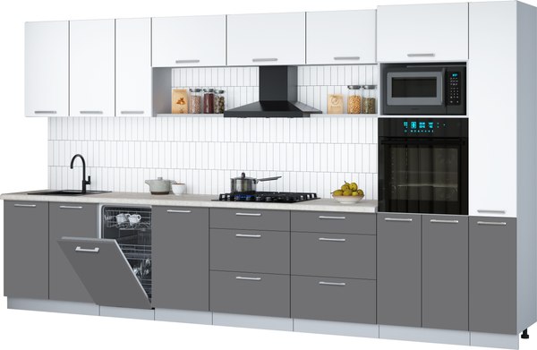 Кухонный гарнитур Интерлиния Мила Gloss 3.8-ПМ3 - фото