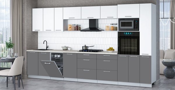 Кухонный гарнитур Интерлиния Мила Gloss 3.8-ПМ3