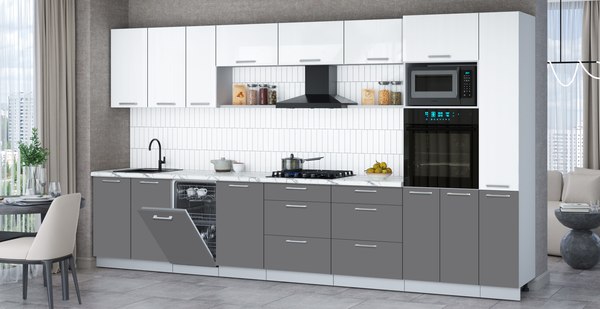 Кухонный гарнитур Интерлиния Мила Gloss 3.8-ПМ3