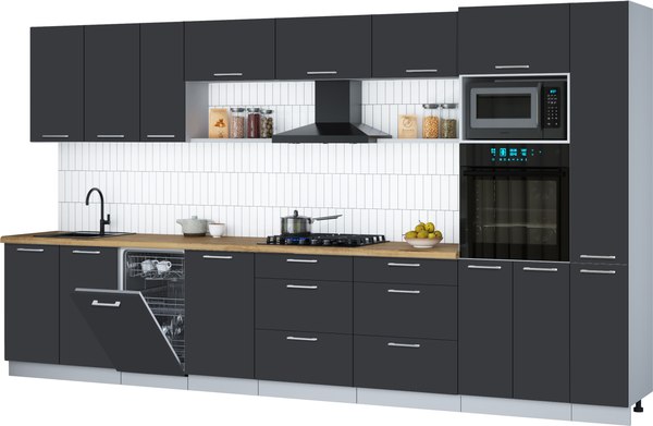 Кухонный гарнитур Интерлиния Мила Gloss 3.8-ПМ3 - фото