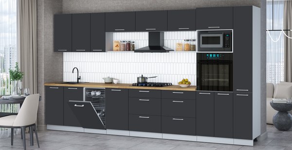 Кухонный гарнитур Интерлиния Мила Gloss 3.8-ПМ3