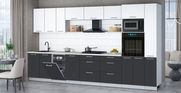 Кухонный гарнитур Интерлиния Мила Gloss 3.8-ПМ3