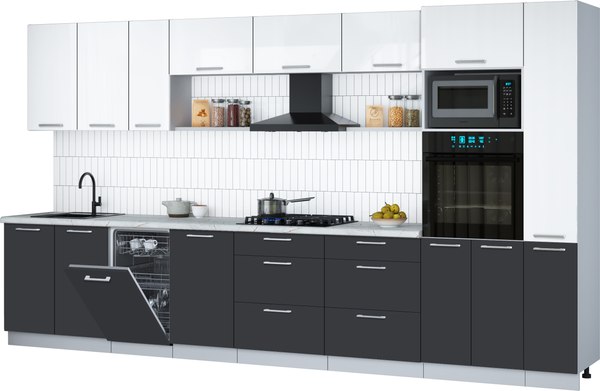 Кухонный гарнитур Интерлиния Мила Gloss 3.8-ПМ3 - фото