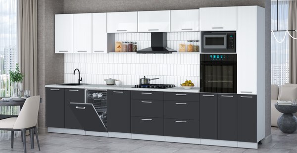 Кухонный гарнитур Интерлиния Мила Gloss 3.8-ПМ3