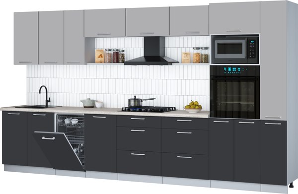 Кухонный гарнитур Интерлиния Мила Gloss 3.8-ПМ3 - фото