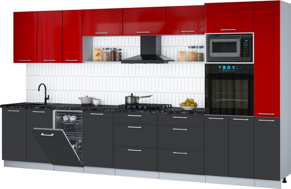 Кухонный гарнитур Интерлиния Мила Gloss 3.8-ПМ3 - фото