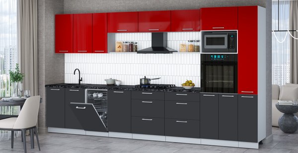 Кухонный гарнитур Интерлиния Мила Gloss 3.8-ПМ3