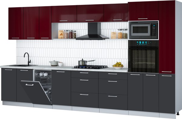 Кухонный гарнитур Интерлиния Мила Gloss 3.8-ПМ3 - фото