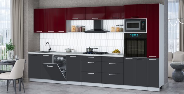 Кухонный гарнитур Интерлиния Мила Gloss 3.8-ПМ3