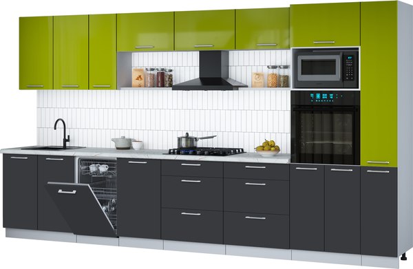 Кухонный гарнитур Интерлиния Мила Gloss 3.8-ПМ3 - фото