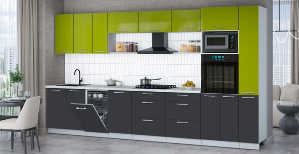 Кухонный гарнитур Интерлиния Мила Gloss 3.8-ПМ3